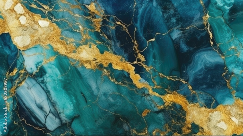 Fototapeta premium Stone marble texture background ultramarine blue and gold. Patterned natural of abstract wall marble