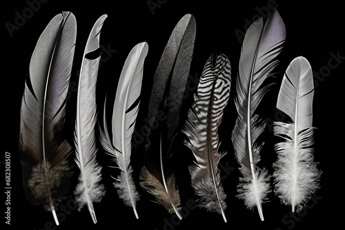 background isolated black feathers bird fferent Set