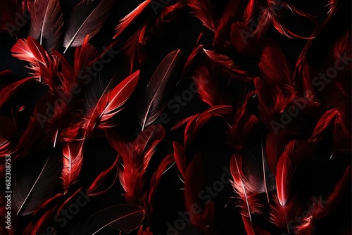 background black feathers red pattern Abstract