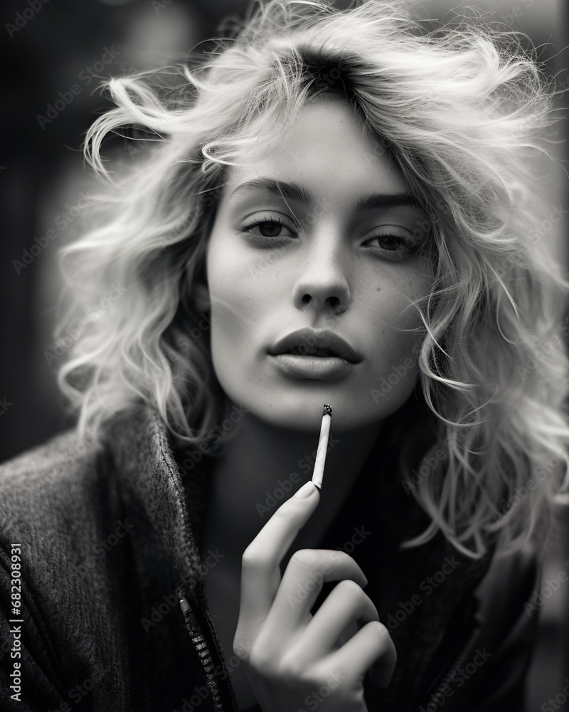 Obraz premium Woman smoking in room