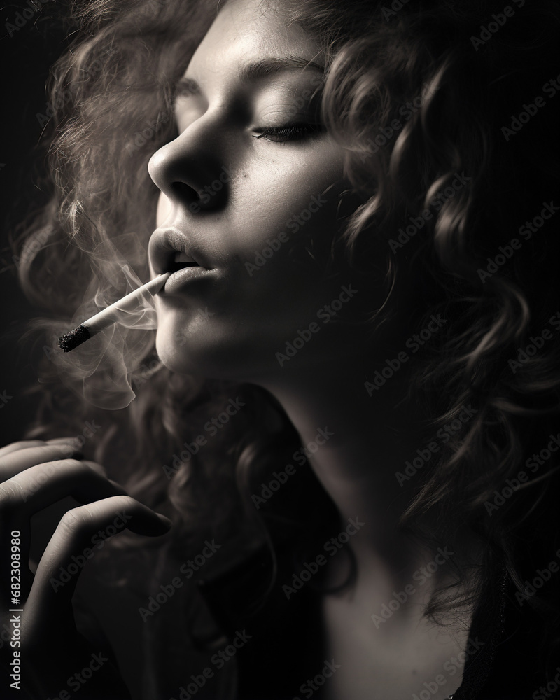 Obraz premium Woman smoking in room