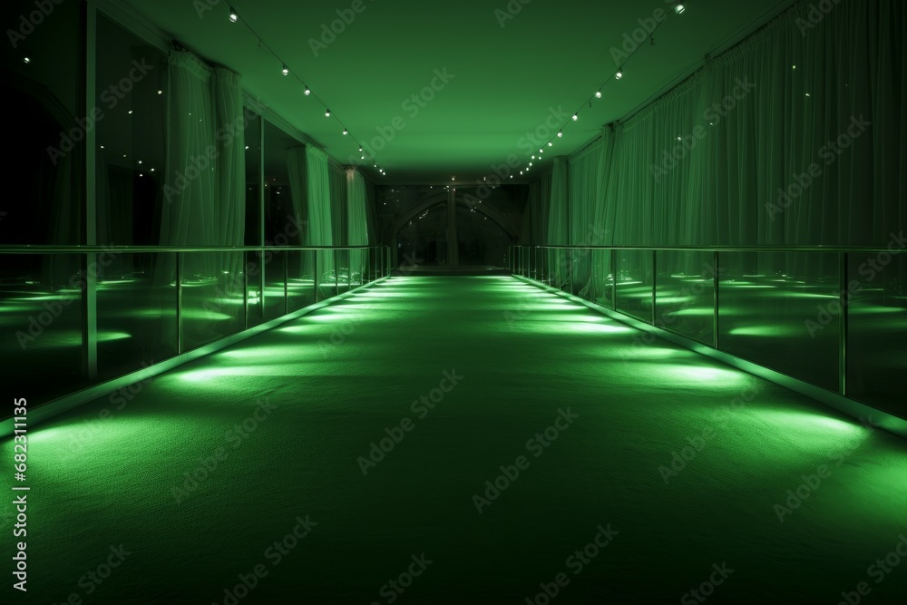 Green carpet lights. Floor texture. Generate Ai