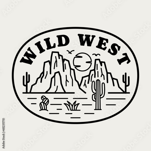 Western line art vector badge. Perfect for t-shirt prints, posters, stickers, and more. photo