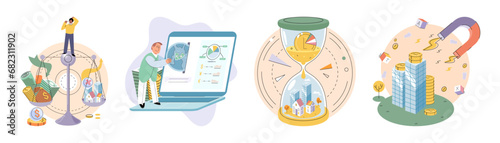 Public finance vector illustration. Successful public finance relies on skillful accounting and economic foresight Competent management public finance supports overall economic stability Taxation