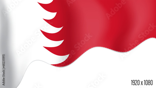 Bahrain country flag realistic independence day background. Bahrain commonwealth banner in motion waving, fluttering in wind. Festive patriotic HD format template for independence day photo