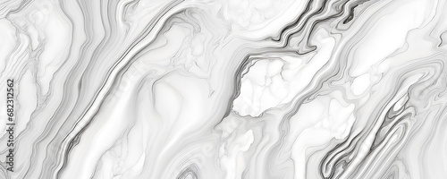 Abstract liquid marble texture in white and black. Banner format.