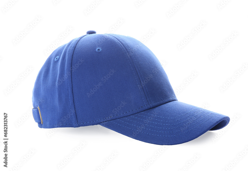 Stylish blue baseball cap isolated on white Stylish blue baseball cap isolated on white