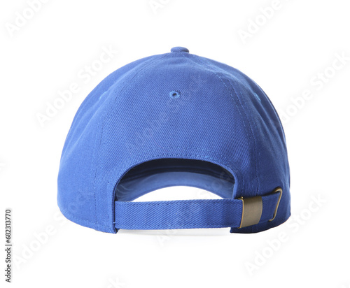 Photography Stylish blue baseball cap isolated on white