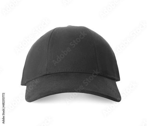 Stylish black baseball cap isolated on white