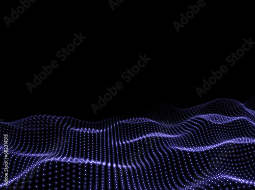 Wave Background. Technology 3d Pattern. Points Surface Texture. Scientific Abstract Backdrop. Vector illustration