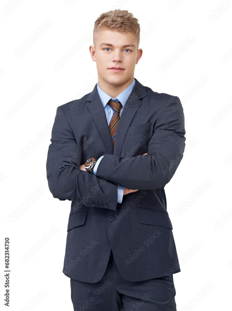 Young, businessman and portrait with arms crossed or serious in studio for startup, career and confidence. Entrepreneur, person and pride or positive mindset for internship work on white background Young, businessman and portrait with arms crossed or serious in studio for startup, career and confidence. Entrepreneur, person and pride or positive mindset for internship work on white background