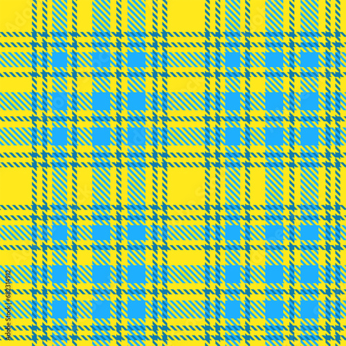 Tartan Yellow Blue Plaid Pattern Seamless. Checkered fabric texture for flannel shirt, skirt, blanket
