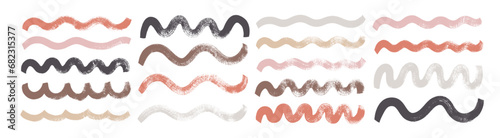 Swatches makeup curved and wavy strokes. Beauty cosmetic nude bold wavy brush strokes.