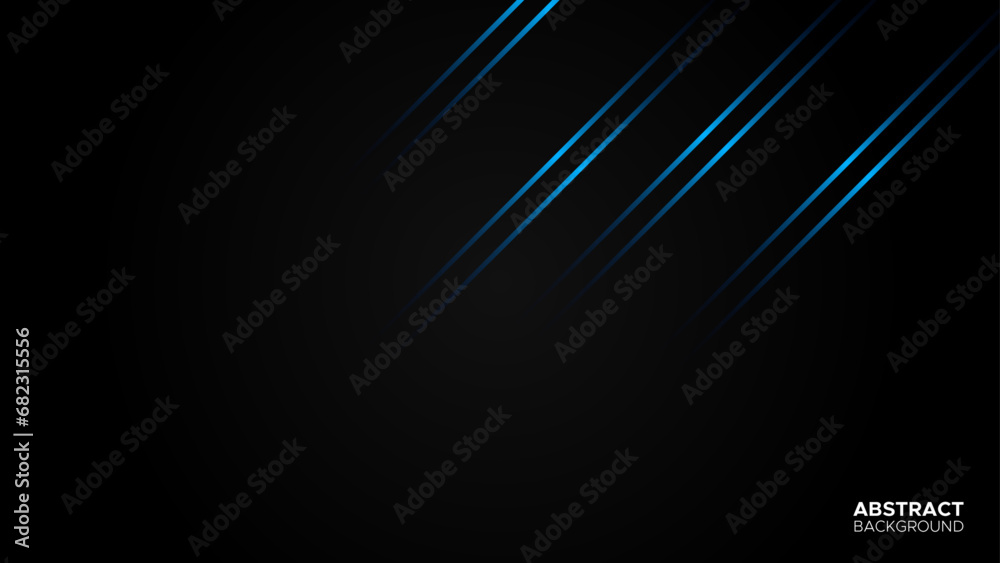 Modern black metallic layer with blue shiny light design template background. Modern futuristic concept for promotion, game, header, social media, live streaming wallpaper. Vector illustration Modern black metallic layer with blue shiny light design template background. Modern futuristic concept for promotion, game, header, social media, live streaming wallpaper. Vector illustration