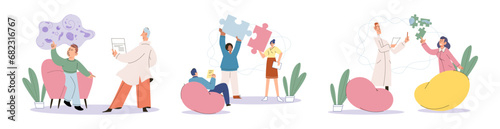 Psychoanalysis vector illustration. Self-analysis allows individuals to gain deeper understanding their mental processes and emotions Aid and assistance from mental health professionals are crucial