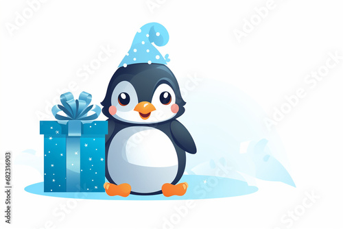 cartoon character of a penguin cute holding gift box © Yoshimura