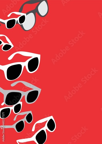 red and black background with summer glasses