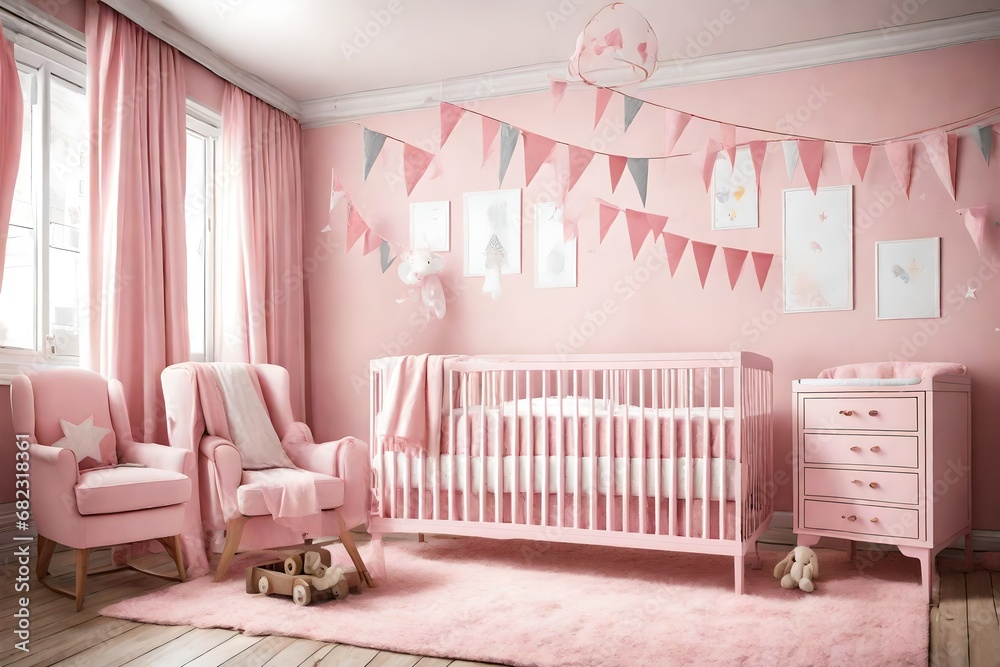 Pink nursery baby room with rug Pink nursery baby room with rug