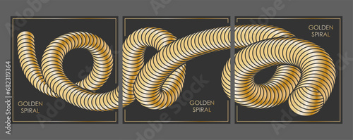 The golden spiral. A set of designs for a composite cover, banner, poster. Template for interior decoration, creative ideas, creativity and design