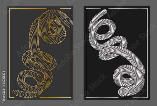 A luxurious spiral. A set of designs for a composite cover, banner, poster. Template for interior decoration, creative ideas, creativity and design