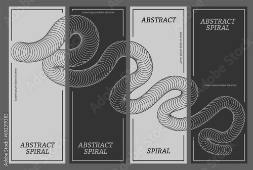 The silver spiral. A set of designs of a composite cover, banner, poster. Template for interior decoration, creative ideas, creativity and design.