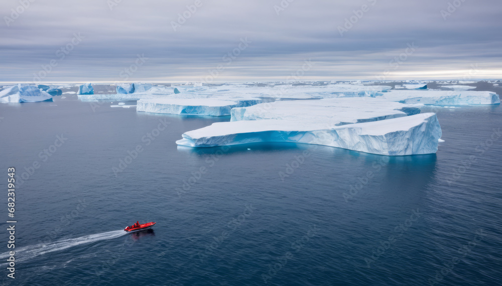 Arctic Serenity: Twilight over Icebergs