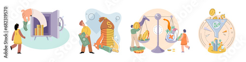 Capital investment vector illustration. Business finance strategies directly impact profitability and success organization Economic growth is closely tied to sustainable and wise capital investments