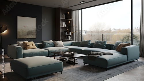 a wonderful and modern sofa for home comfort © Sndor