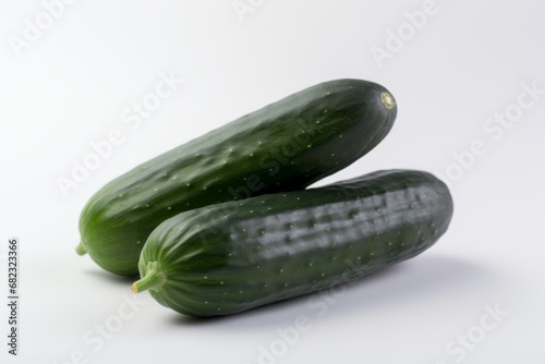 Two cucumbers on an isolated white background. Generative AI