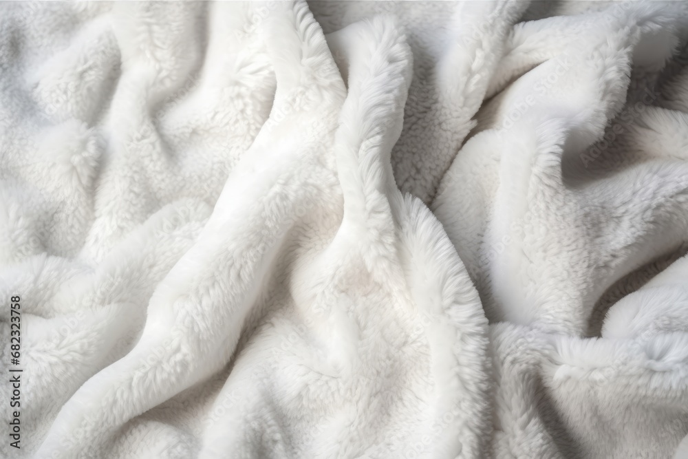 White plush fleece fabric texture background , background pattern of soft warm material. Generative AI White plush fleece fabric texture background , background pattern of soft warm material. Generative AI