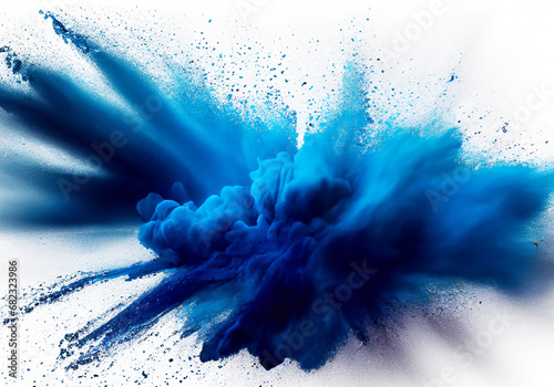 青い粒子が渦巻くブルーの抽象的な背景