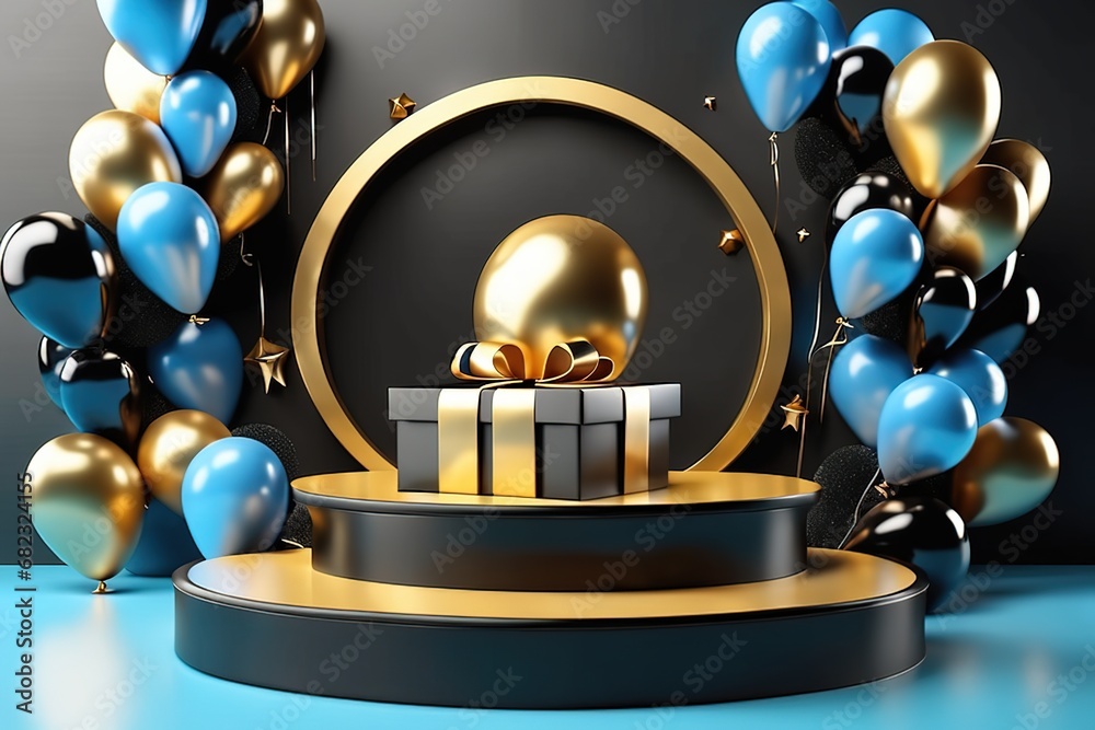 Blue Circle pedestal in eleglance luxuary for product presentation and white plaster wall.Ai generated Blue Circle pedestal in eleglance luxuary for product presentation and white plaster wall.Ai generated