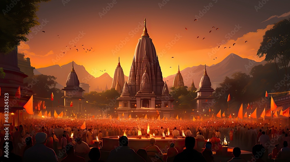 Fototapeta premium A vibrant and auspicious depiction of Maha Shivratri ,Diwali, Maha shivatri, Decoration for Puja 