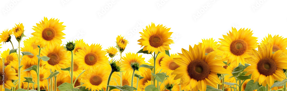 Picturesque sunflower field, cut out Picturesque sunflower field, cut out