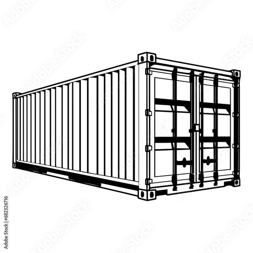 cargo containers , Shipping Container silhouette  Vector illustration. 