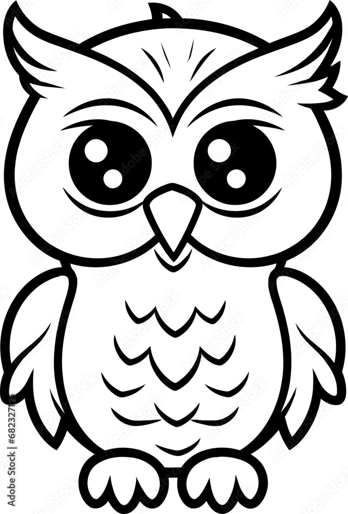 Obraz premium Cute owl silhouette icon in black color. Vector template for laser cutting.