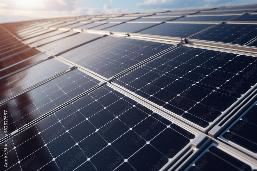 Solar panels installed on a roof Solar panels installed on a roof