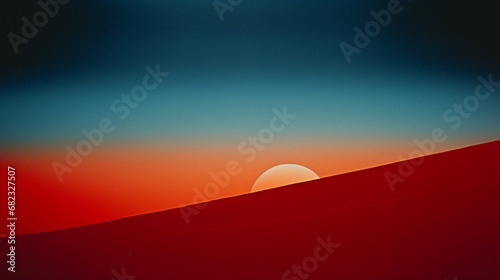 Abstract representation of the moon illusion, a rare optical phenomenon where the moon appears larger near the horizon.