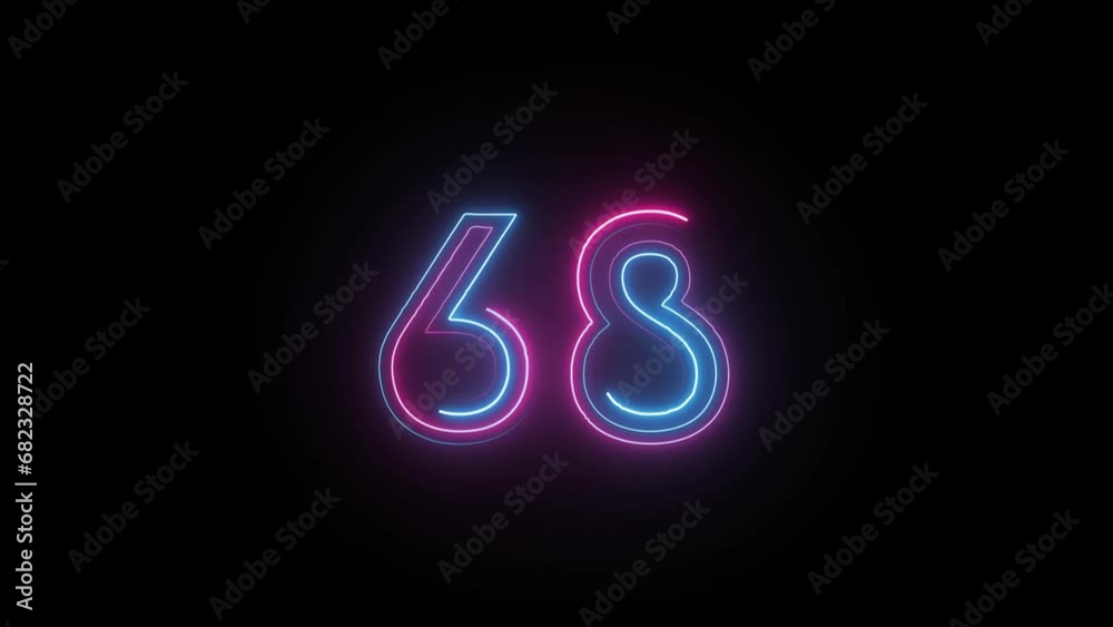 Neon numeral 68 with alpha channel, neon digits, number sixty eight Neon numeral 68 with alpha channel, neon digits, number sixty eight