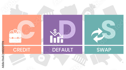 CDS - Credit Default Swap acronym. business concept background. vector illustration concept with keywords and icons. lettering illustration with icons for web banner, flyer