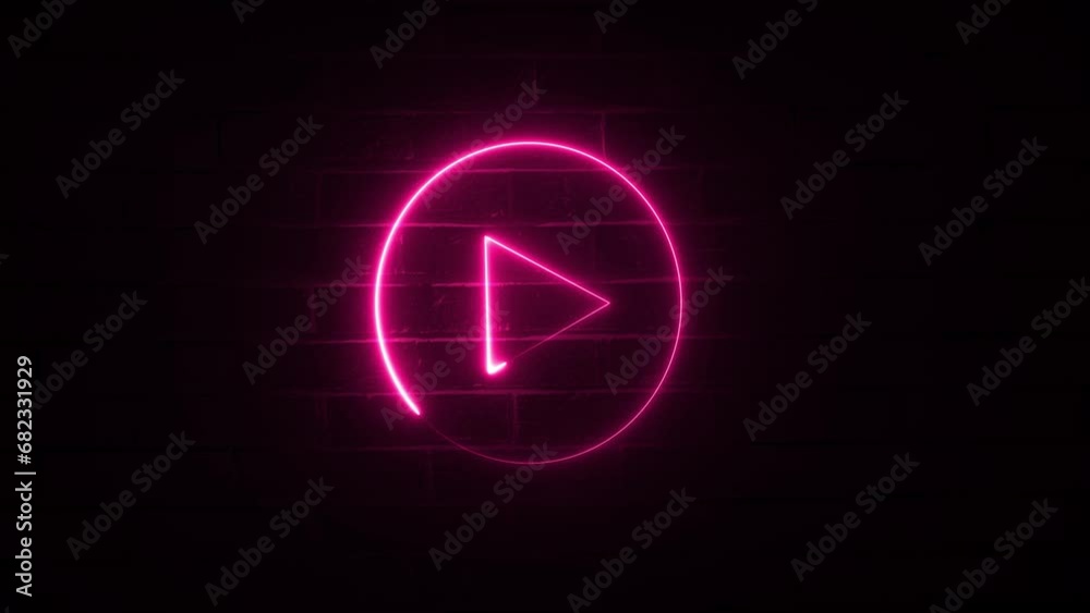 UI rendering in three dimensions Isolated play icon with neon light on a dark background. UI rendering in three dimensions Isolated play icon with neon light on a dark background.
