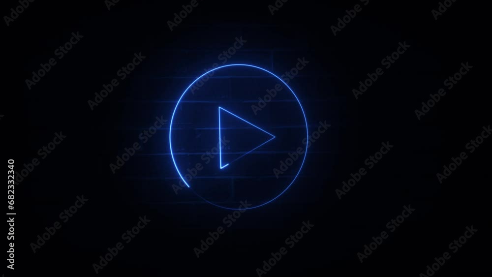 UI rendering in three dimensions Isolated play icon with neon light on a dark background. UI rendering in three dimensions Isolated play icon with neon light on a dark background.