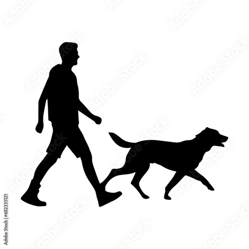 Man walking dog silhouette, Walking dog silhouette, running Man walking a dog
