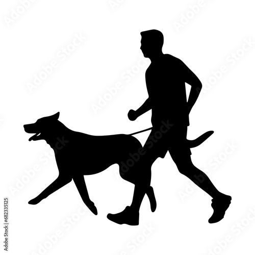 Man walking dog silhouette, Walking dog silhouette, running Man walking a dog
