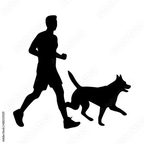 Man walking dog silhouette, Walking dog silhouette, running Man walking a dog
