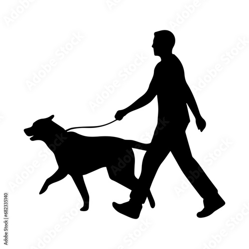 Man walking dog silhouette, Walking dog silhouette, running Man walking a dog
