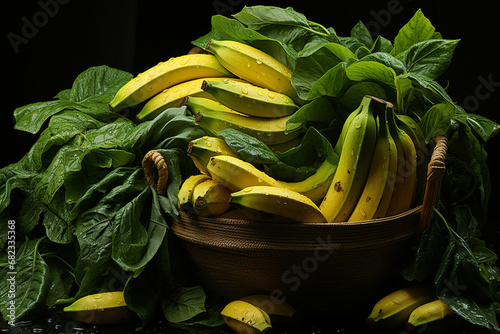 A bunch of Plantains, their starchy nature making them a versatile ingredient in rainforest cuisine. photo
