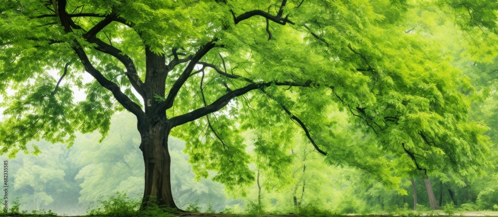 In the beauty of summer, a solitary tree stands tall, its vibrant green leaves adding color to the isolated white background, creating a picturesque frame in nature's textured forest. In the beauty of summer, a solitary tree stands tall, its vibrant green leaves adding color to the isolated white background, creating a picturesque frame in nature's textured forest.