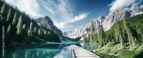 Braies Lake in Dolomites photo