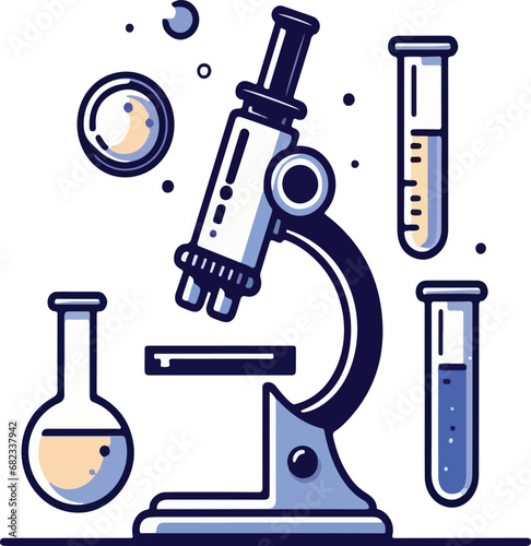 microscope and test tubes